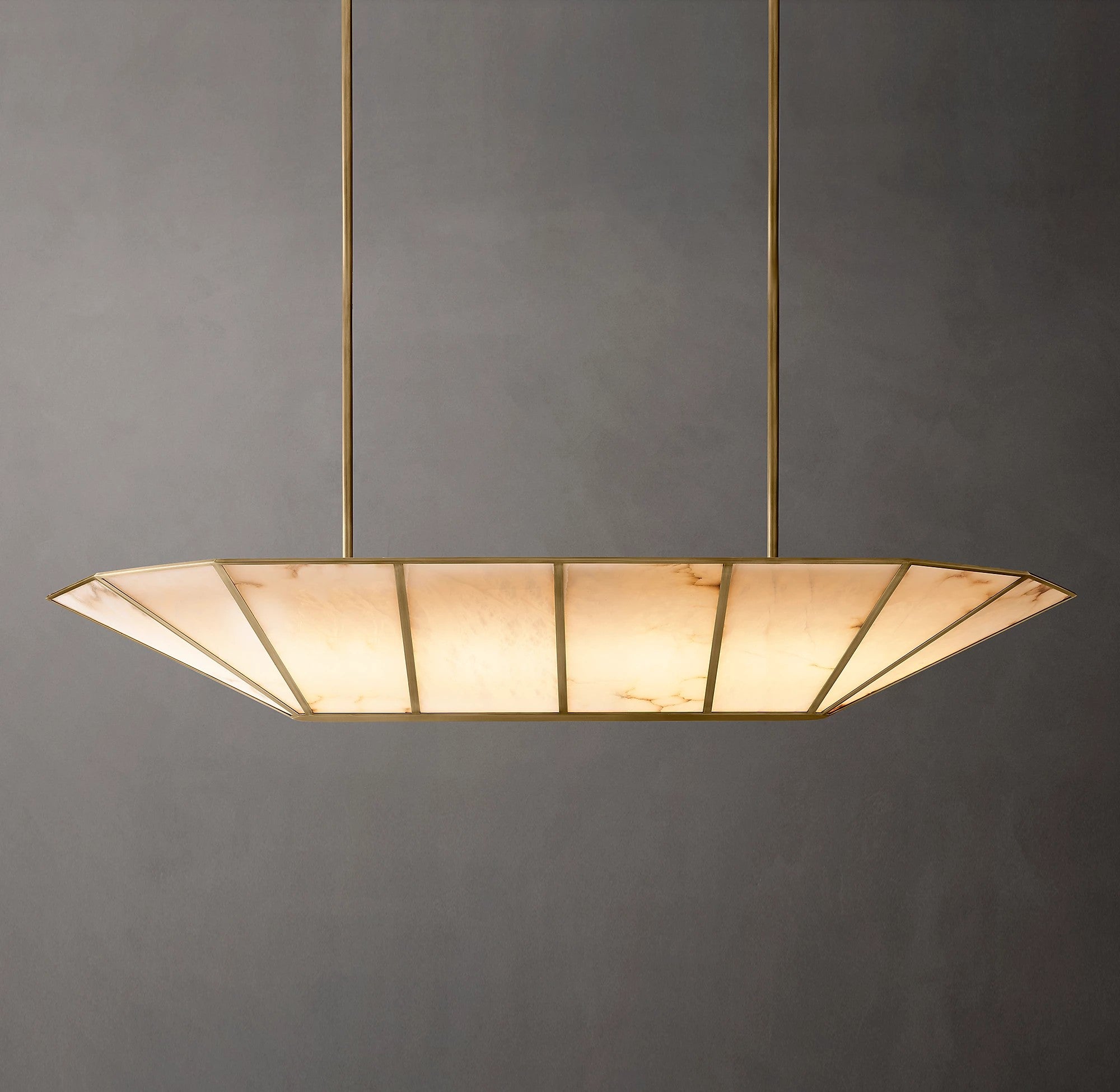 52 Inch Alabaster Umbrella Linear Chandelier - Lucette