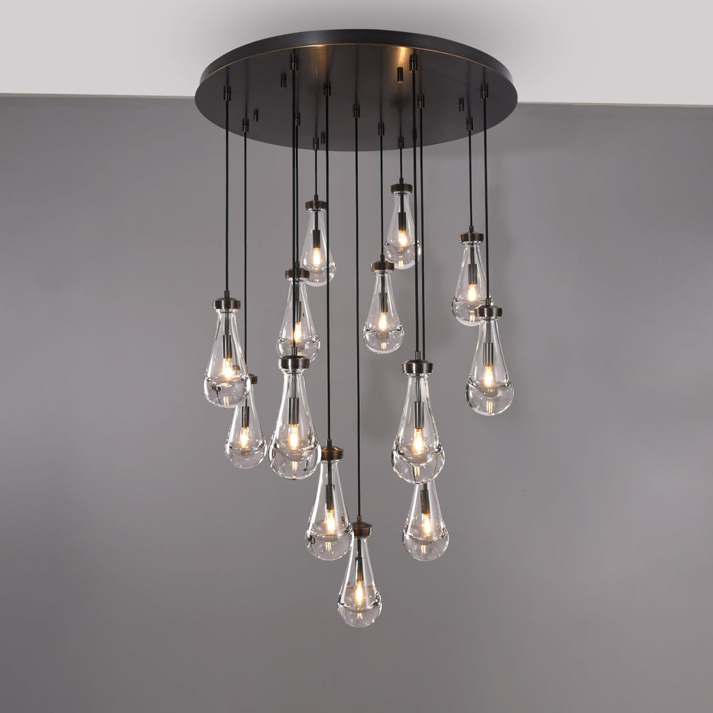 18 inch raindrop glass black gold modern dining room entry bathroom Chandelier