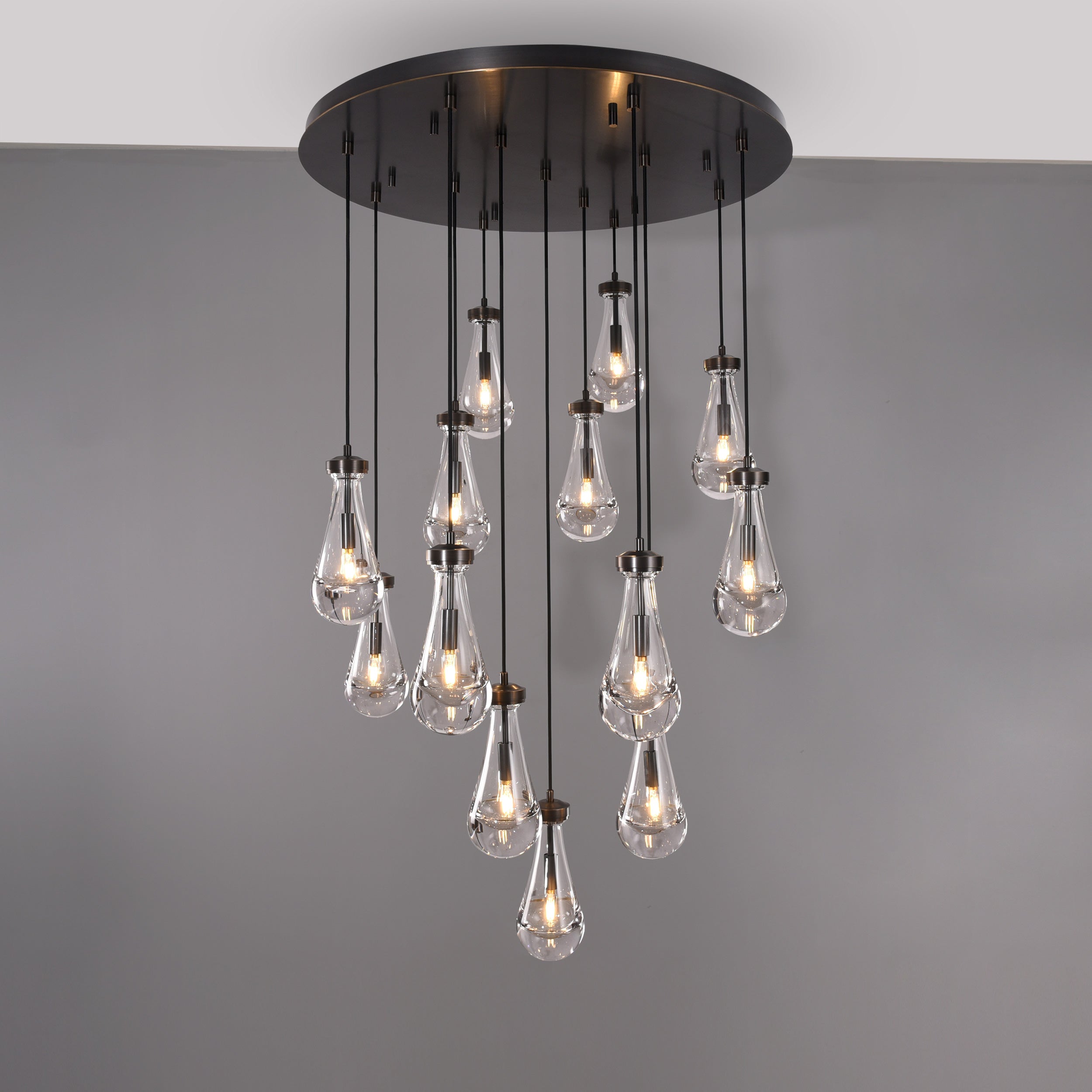 18 inch raindrop glass black gold modern dining room entry bathroom Chandelier