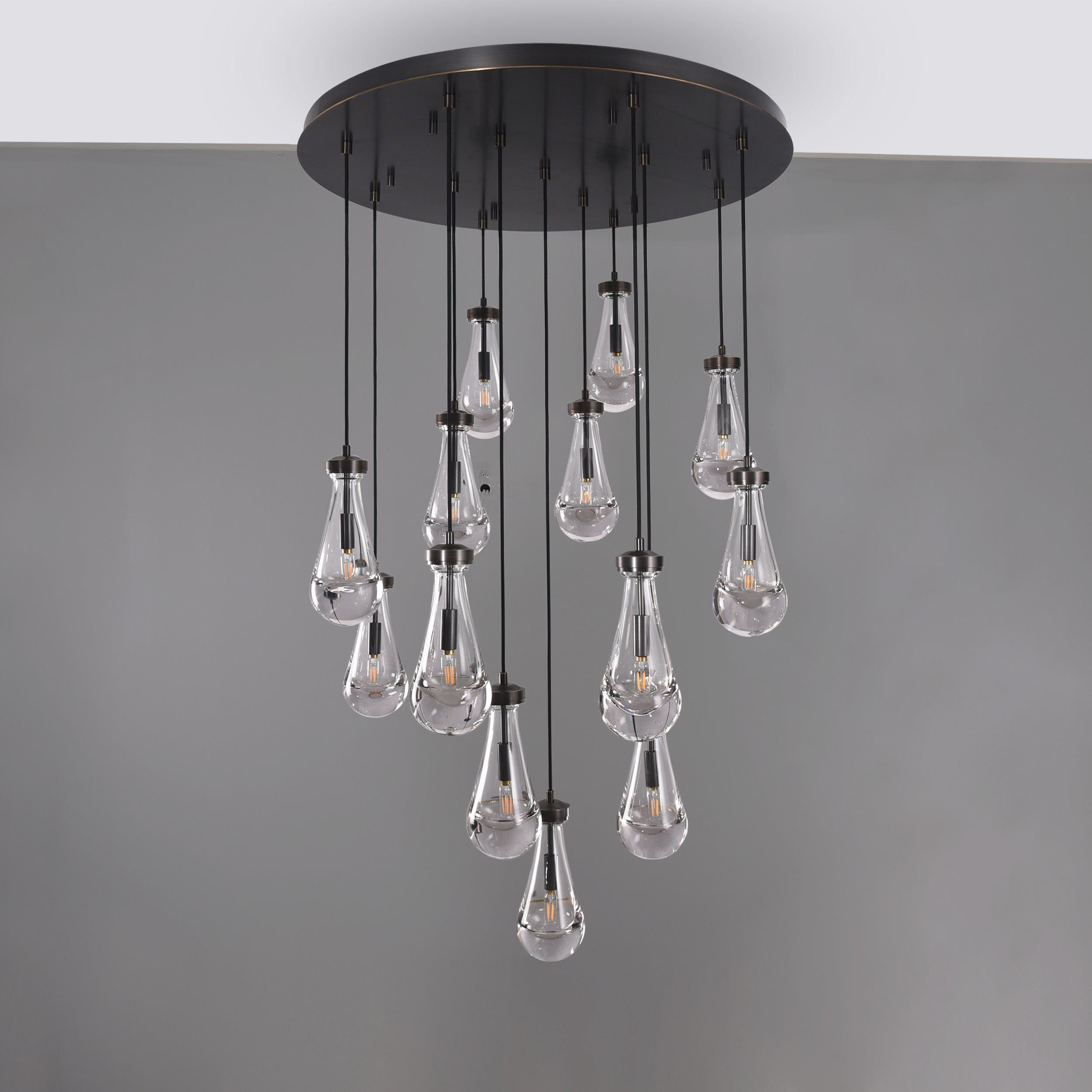 18 inch raindrop glass black gold modern dining room entry bathroom Chandelier