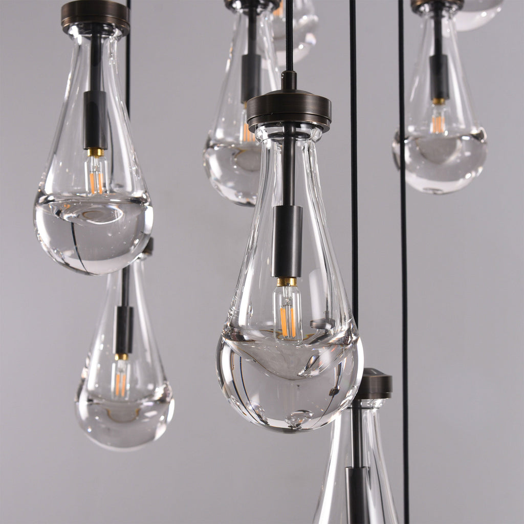 18 inch raindrop glass black gold modern dining room entry bathroom Chandelier