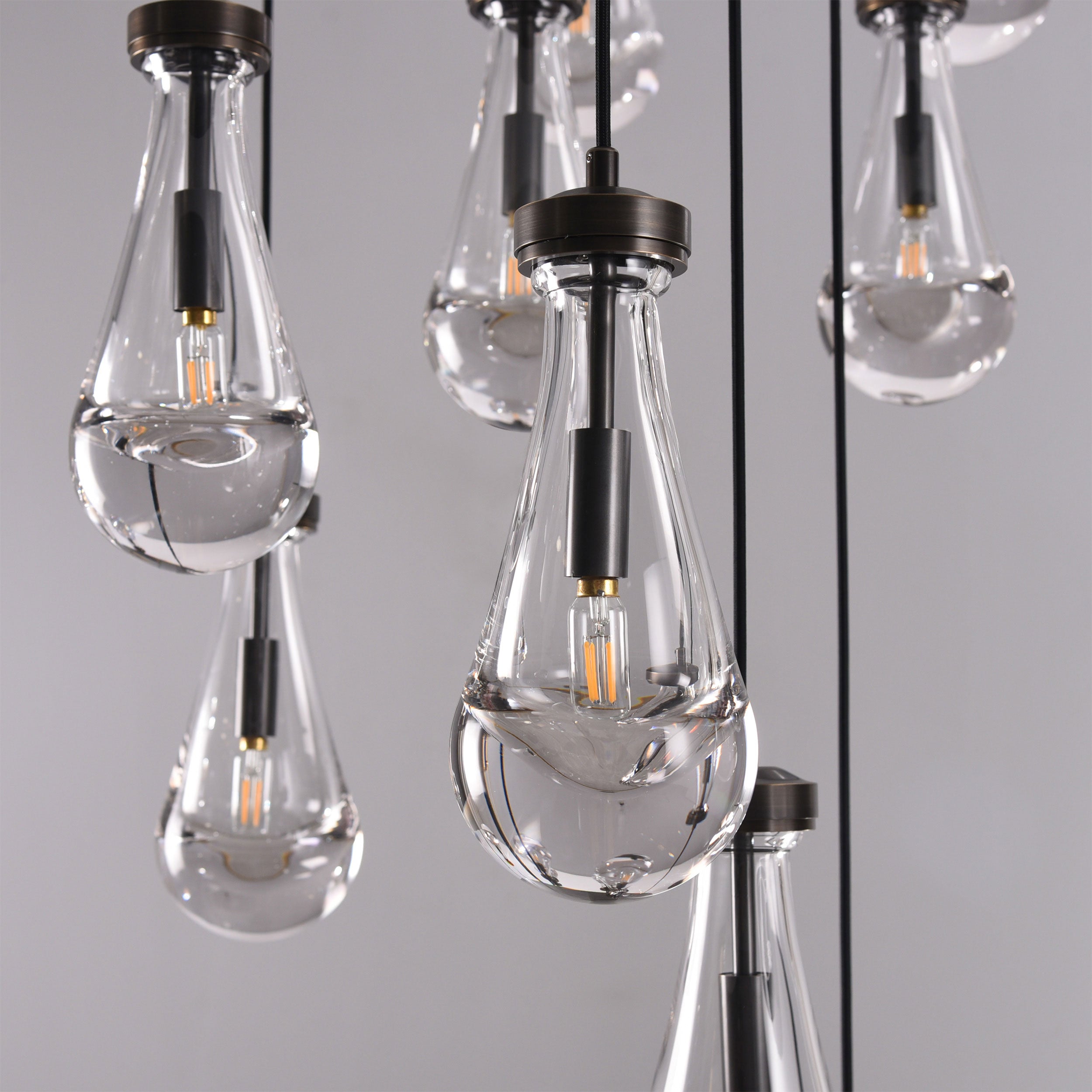 18 inch raindrop glass black gold modern dining room entry bathroom Chandelier