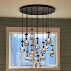 18 inch raindrop glass black gold modern dining room entry bathroom Chandelier