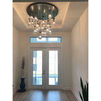 36 Inch Raindrop Glass Round Chandelier – Ava