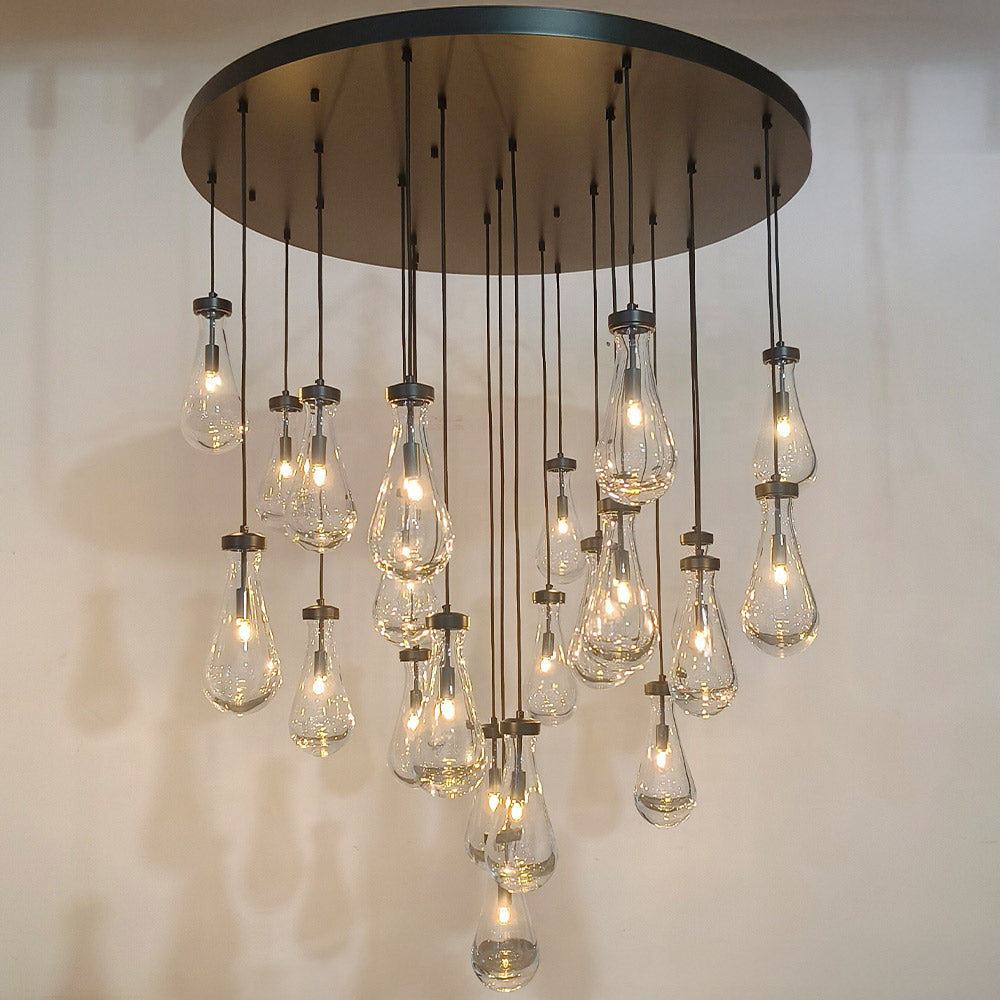 47 Inch Raindrop Glass Round Chandelier – Ava