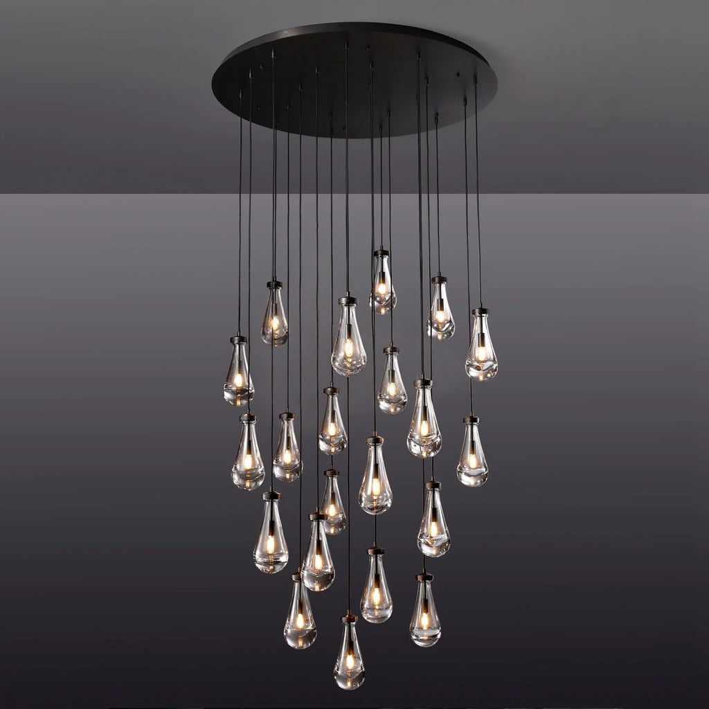 47 Inch Raindrop Glass Round Chandelier – Ava
