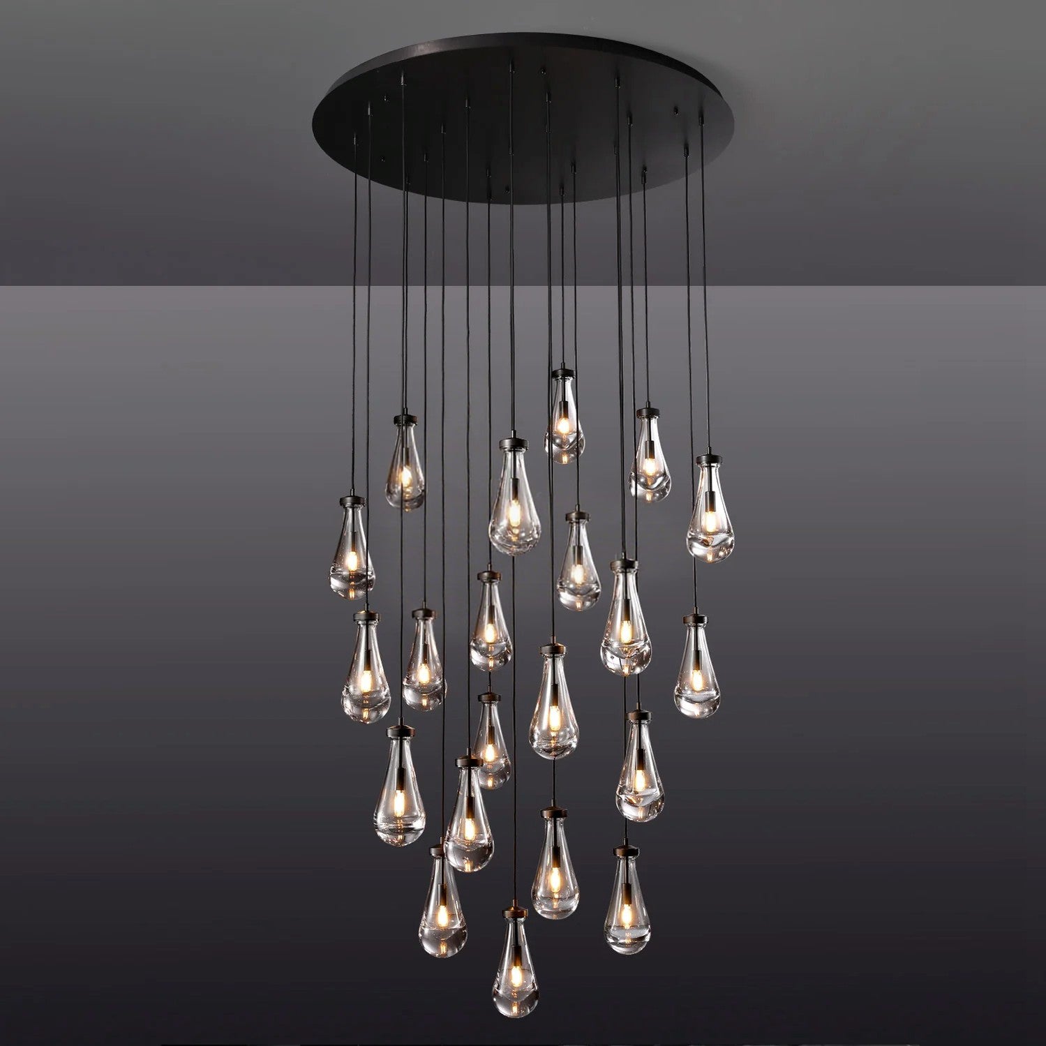47 Inch Raindrop Glass Round Chandelier – Ava