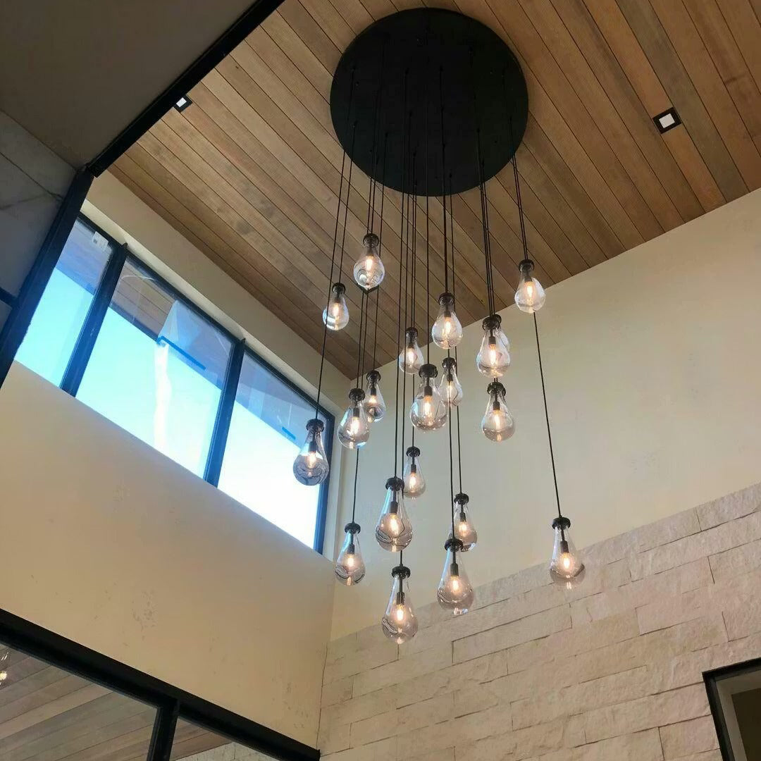 47 Inch Raindrop Glass Round Chandelier – Lachryma