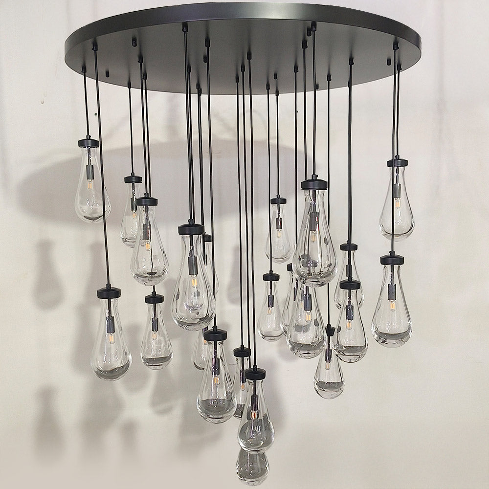 47 Inch Raindrop Glass Round Chandelier – Ava