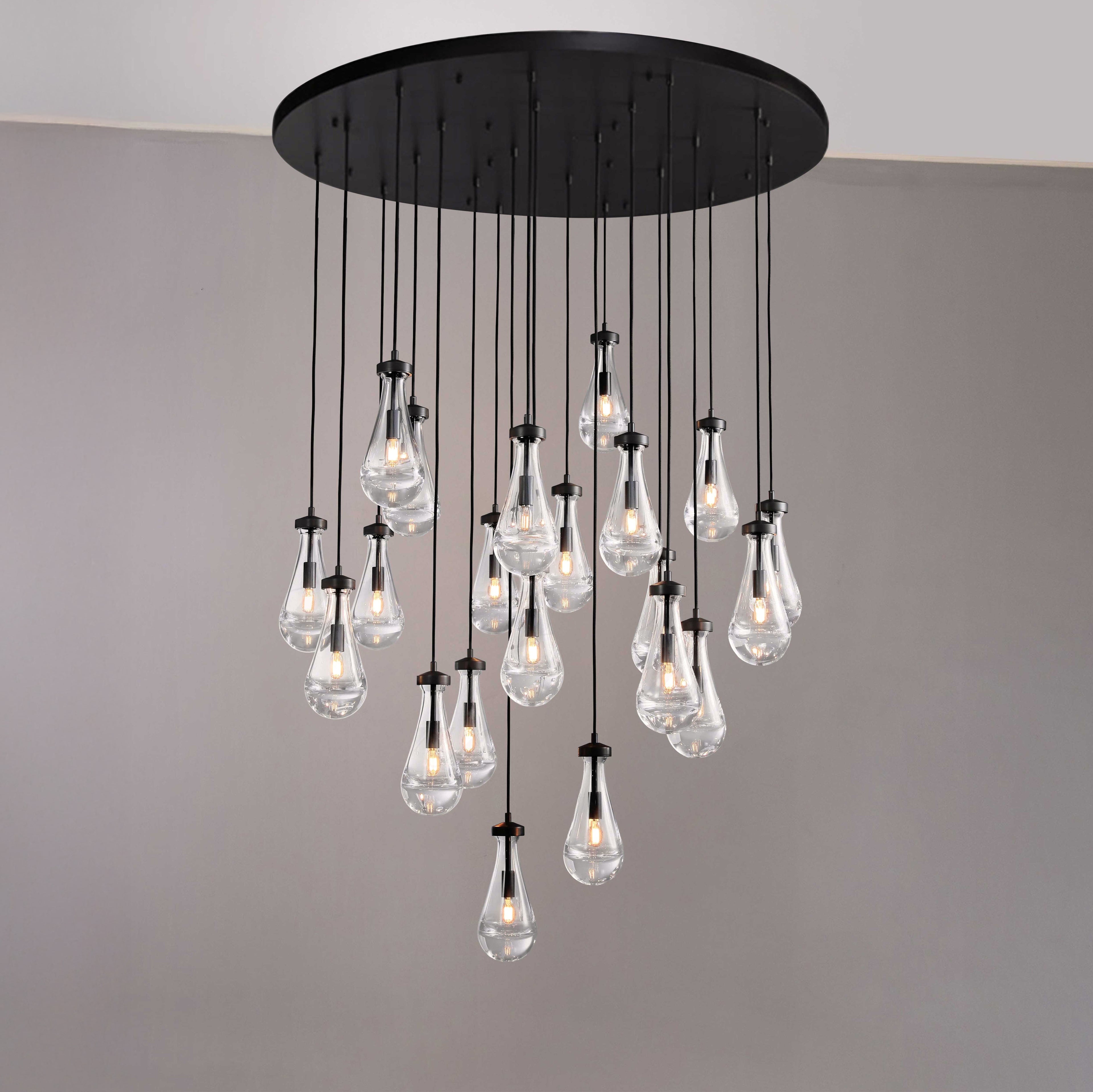 47 Inch Round Raindrop Glass Chandelier – Lachryma