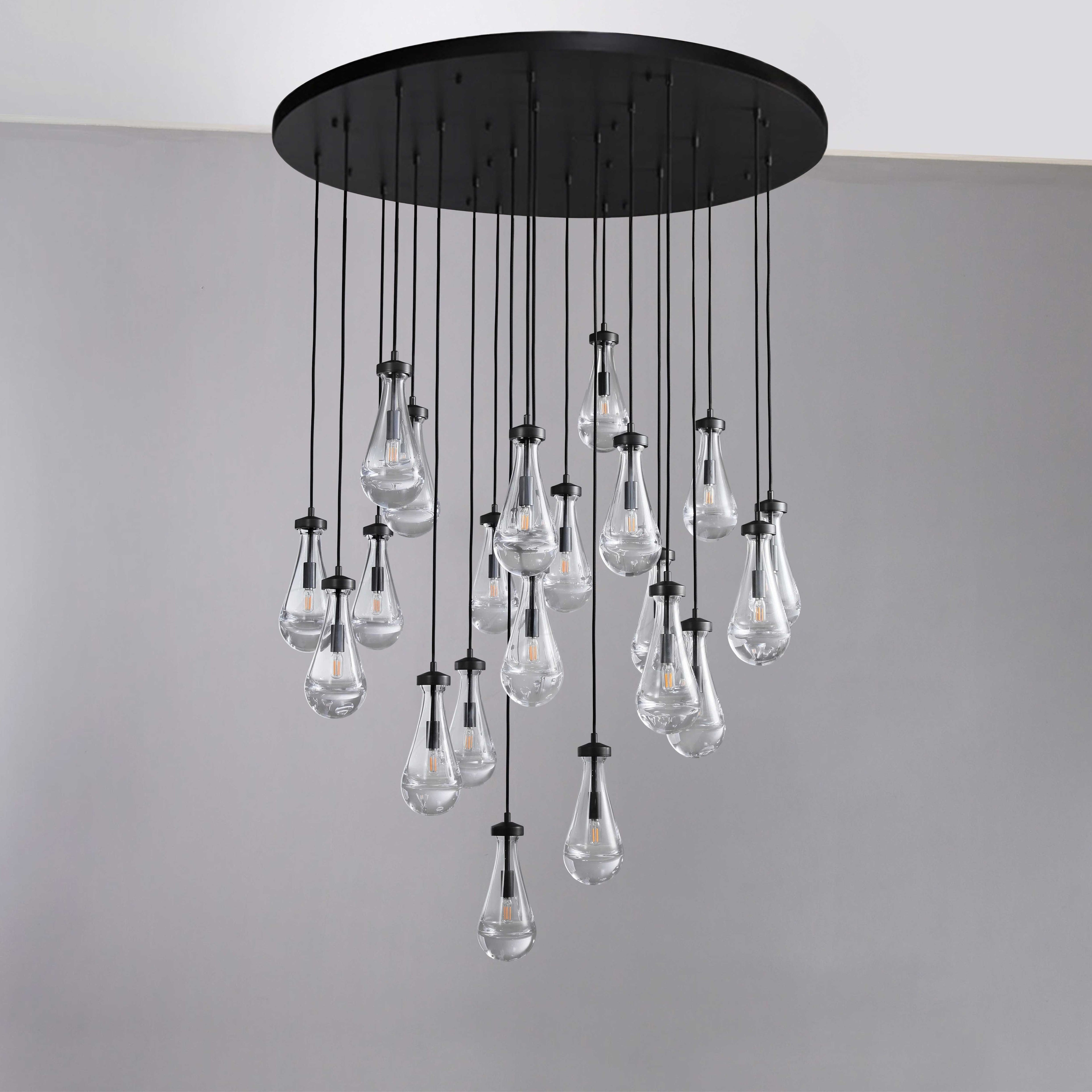 47 Inch Round Raindrop Glass Chandelier – Lachryma