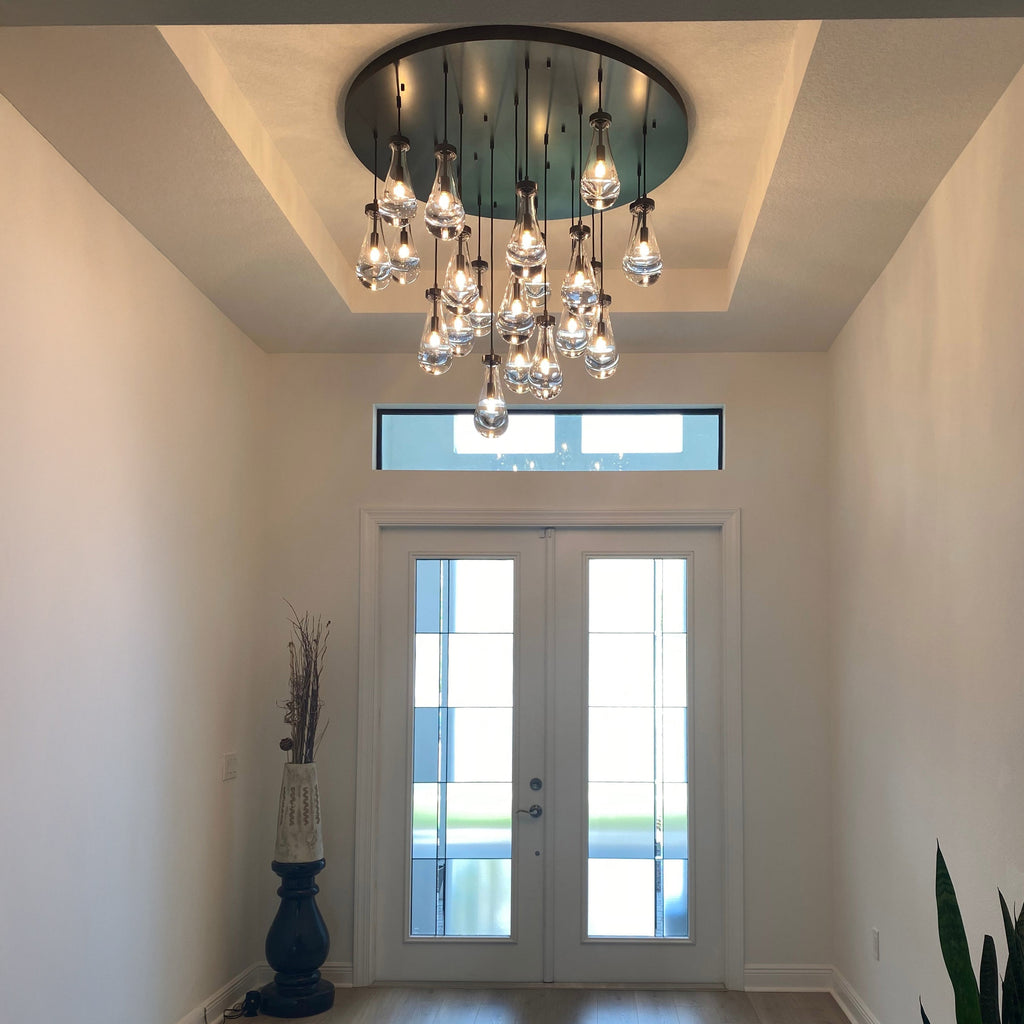 47 Inch Raindrop Glass Round Chandelier – Ava
