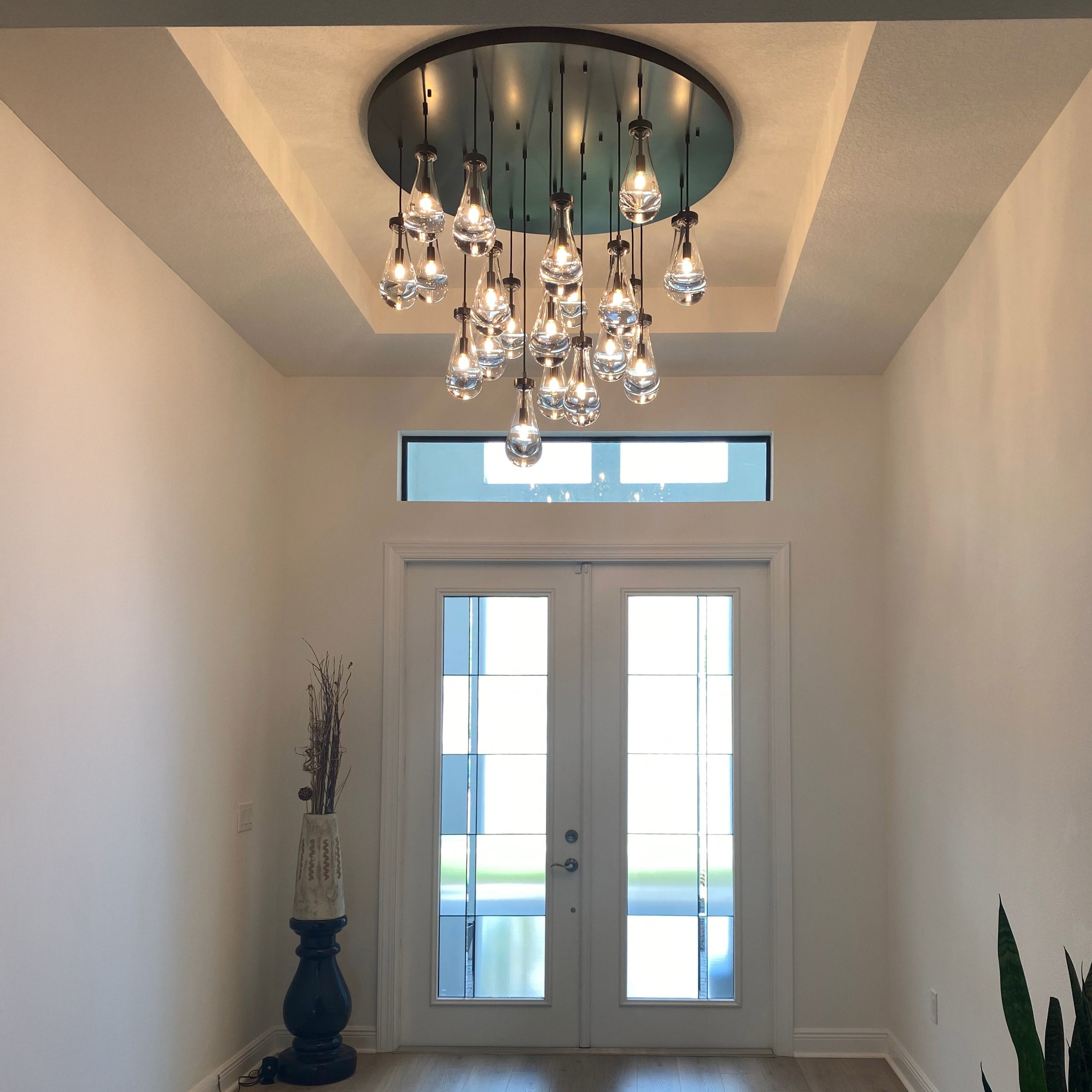 47 Inch Raindrop Glass Round Chandelier – Ava