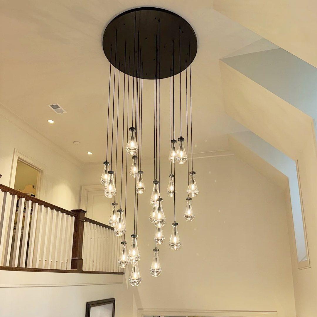 47 Inch Raindrop Glass Round Chandelier – Lachryma