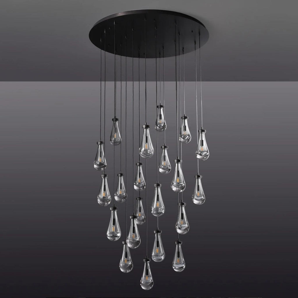 47 Inch Raindrop Glass Round Chandelier – Lachryma