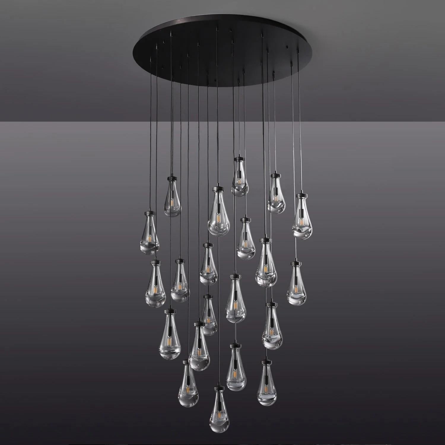 47 Inch Raindrop Glass Round Chandelier – Lachryma