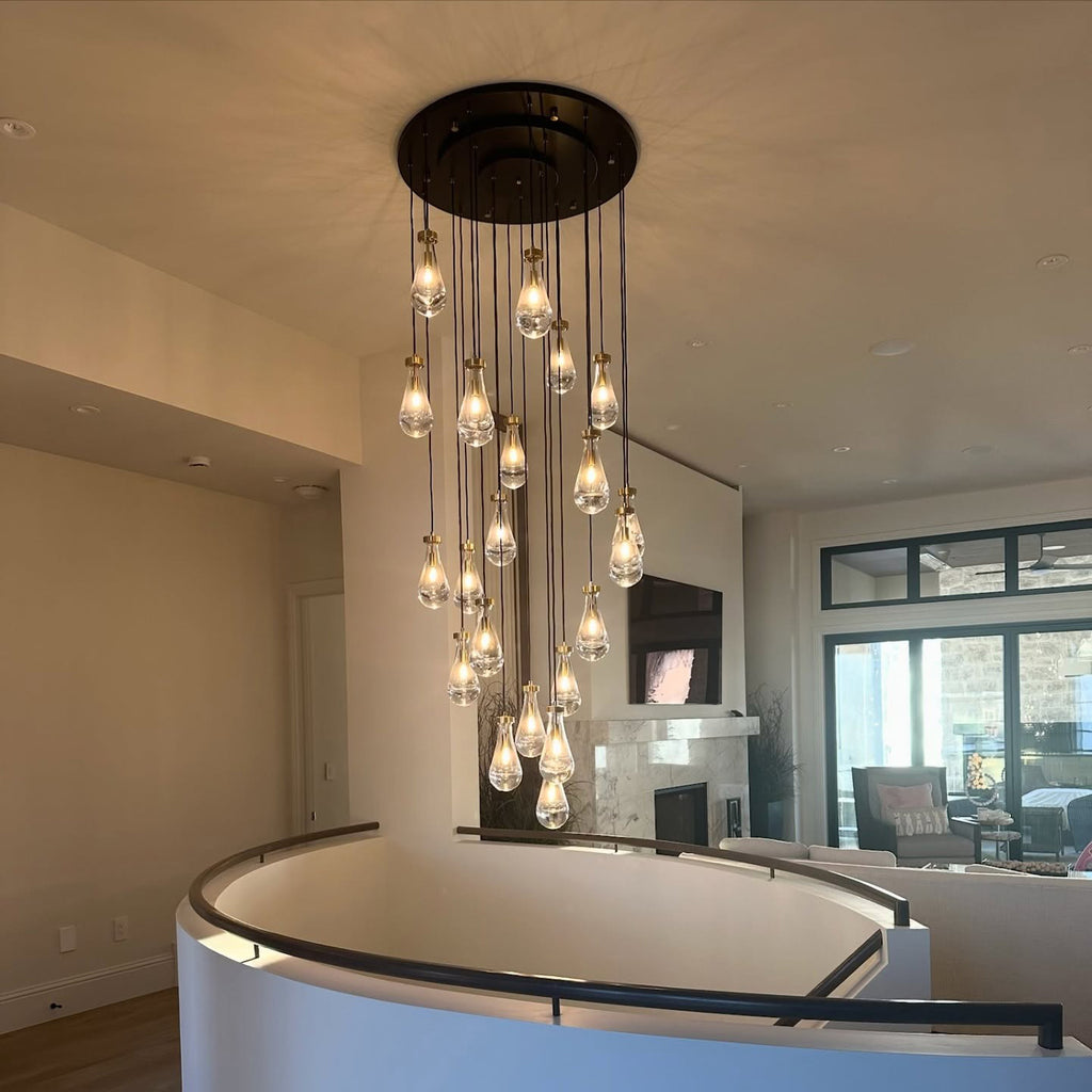 47 Inch Raindrop Glass Round Chandelier – Lachryma