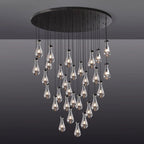 60 inch large raindrop glass black gold modern foyer living room Chandelier