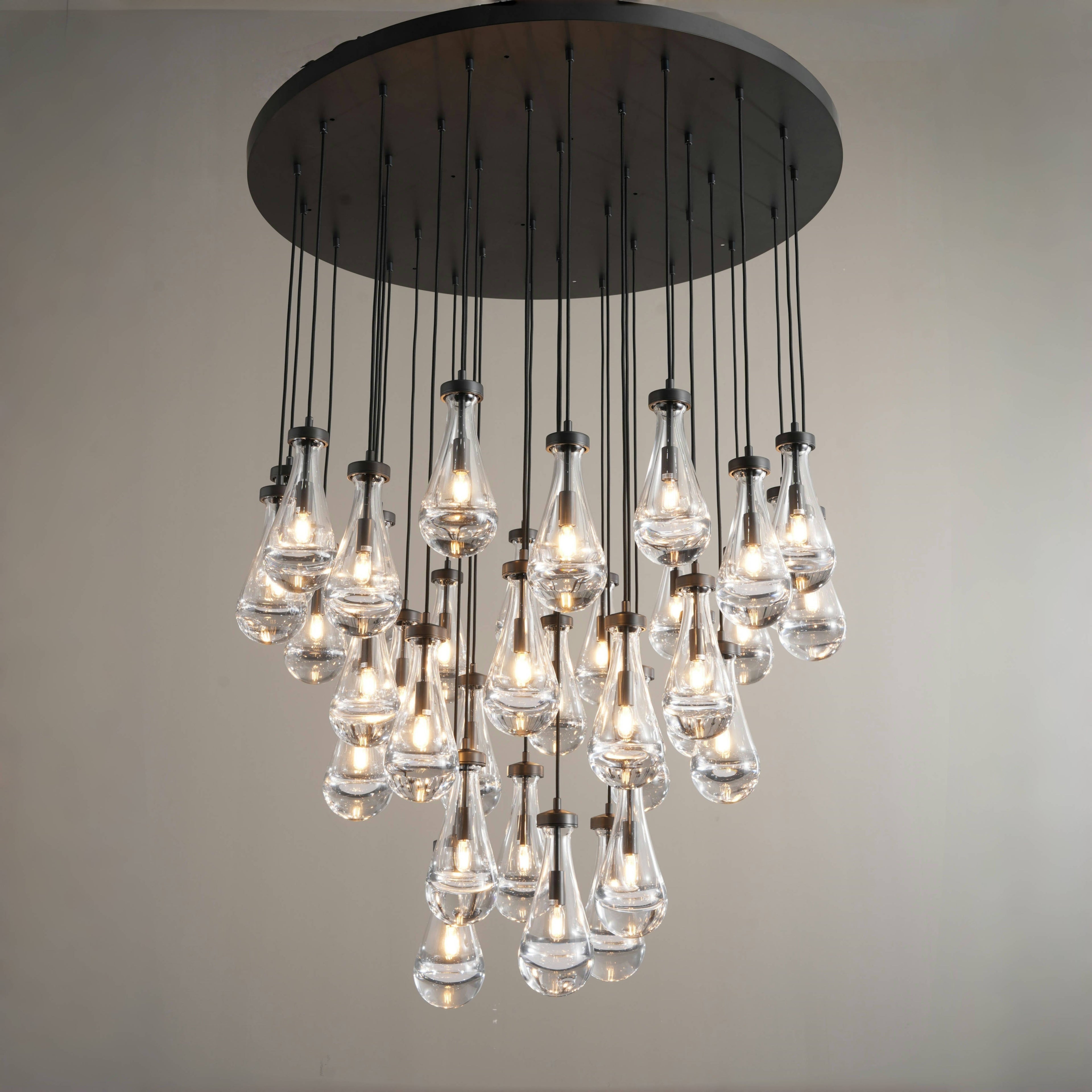60 Inch Raindrop Glass Round Chandelier – Ava