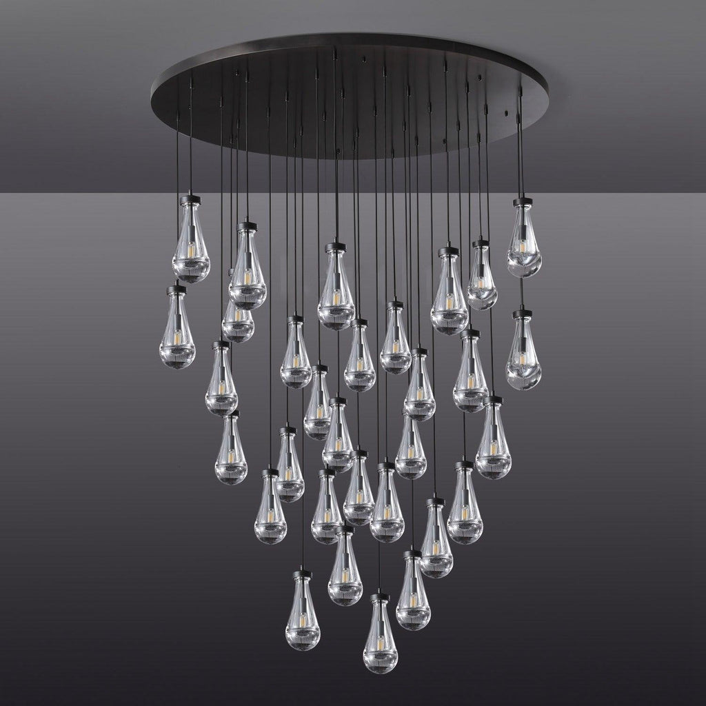 60 Inch Raindrop Glass Round Chandelier – Lachryma