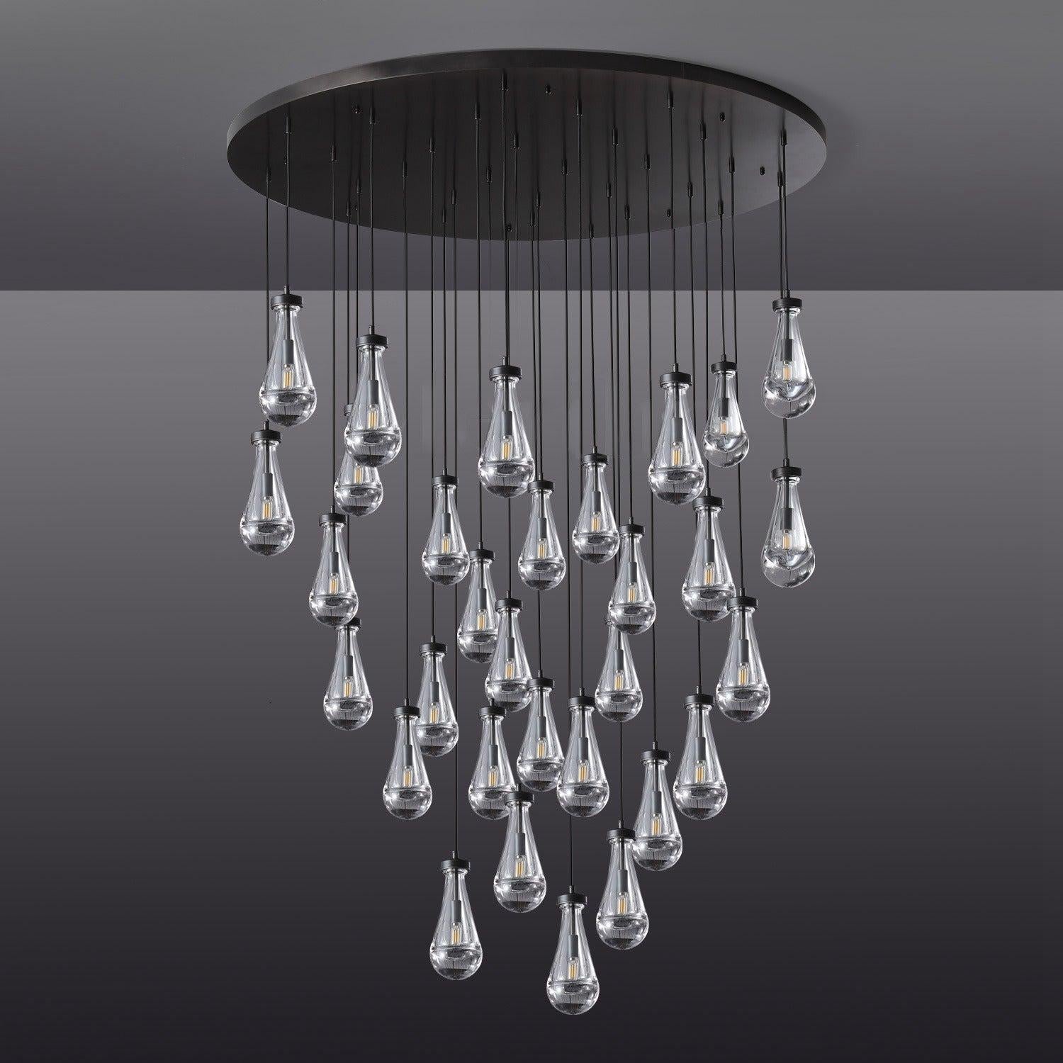 60 Inch Raindrop Glass Round Chandelier – Lachryma