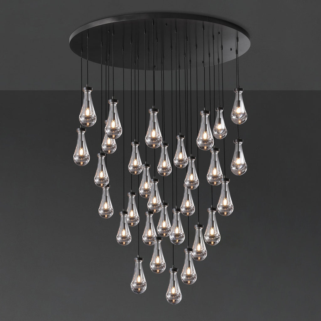 60 Inch Raindrop Glass Round Chandelier – Lachryma