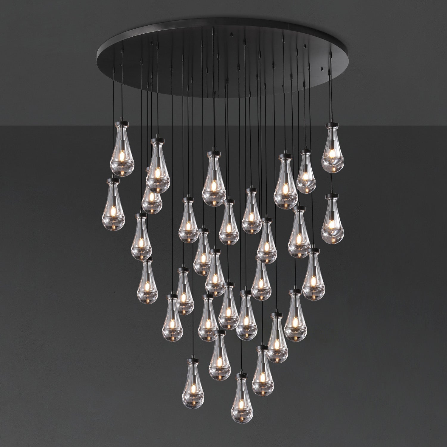 60 Inch Raindrop Glass Round Chandelier – Lachryma