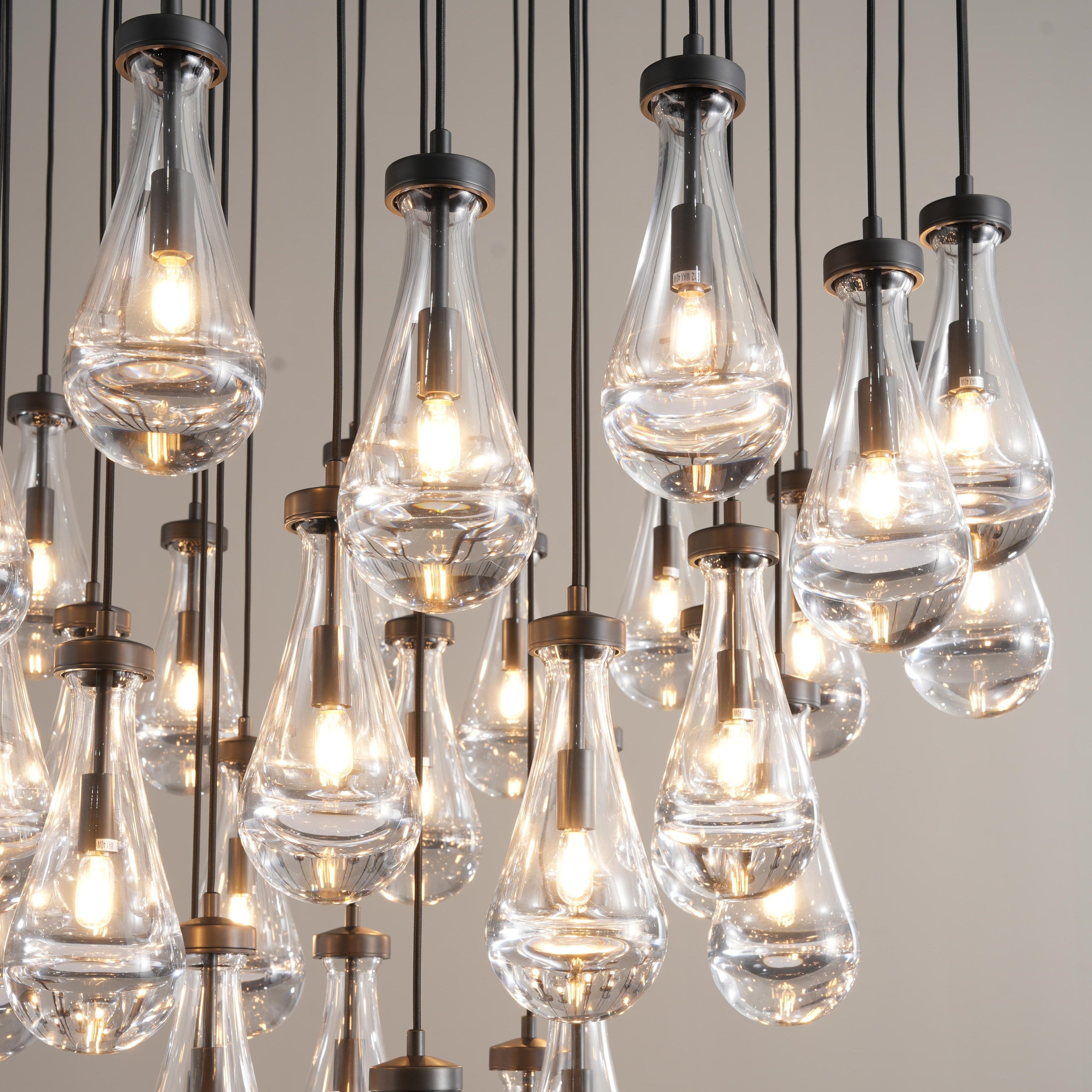 60 Inch Raindrop Glass Round Chandelier – Ava