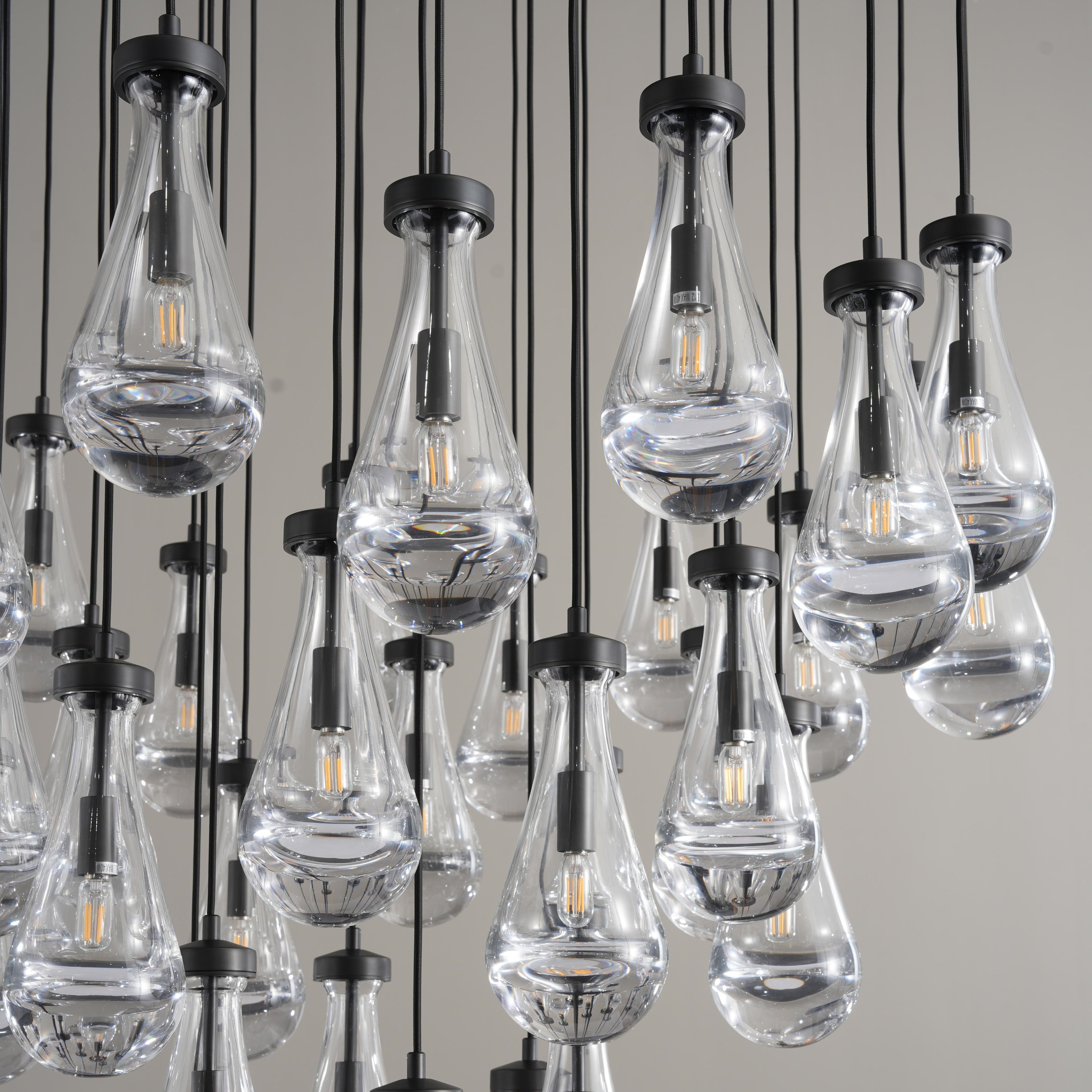 60 Inch Raindrop Glass Round Chandelier – Ava