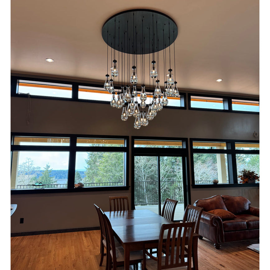 60 Inch Raindrop Glass Round Chandelier – Ava