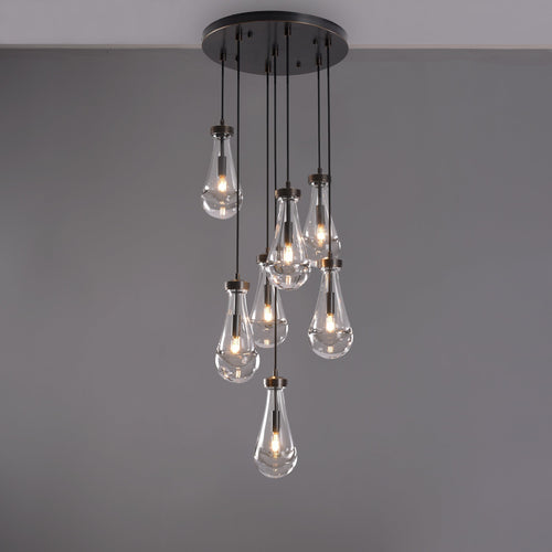 18 inch raindrop glass black gold modern dining room entry bathroom Chandelier