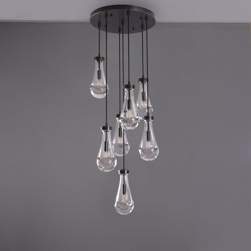 18 inch raindrop glass black gold modern dining room entry bathroom Chandelier