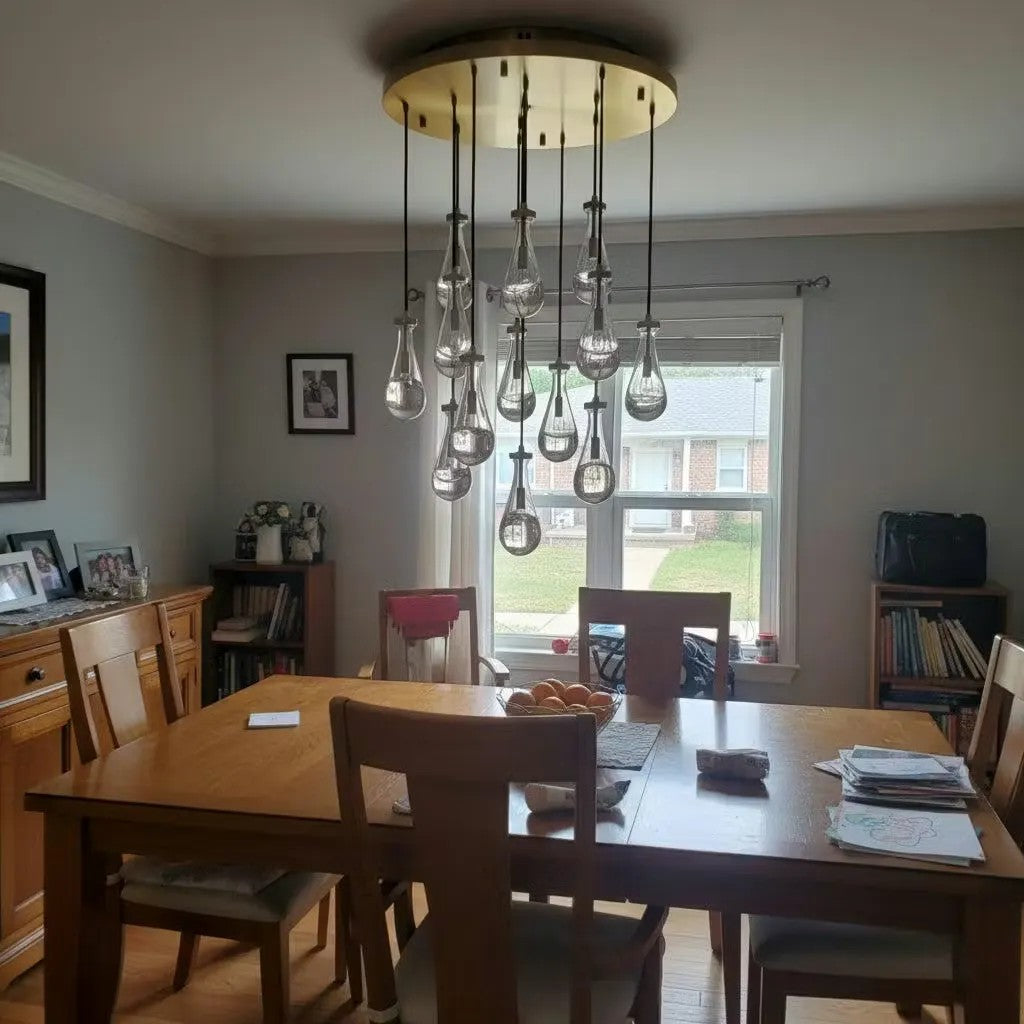 36 Inch Raindrop Glass Round Chandelier – Lachryma