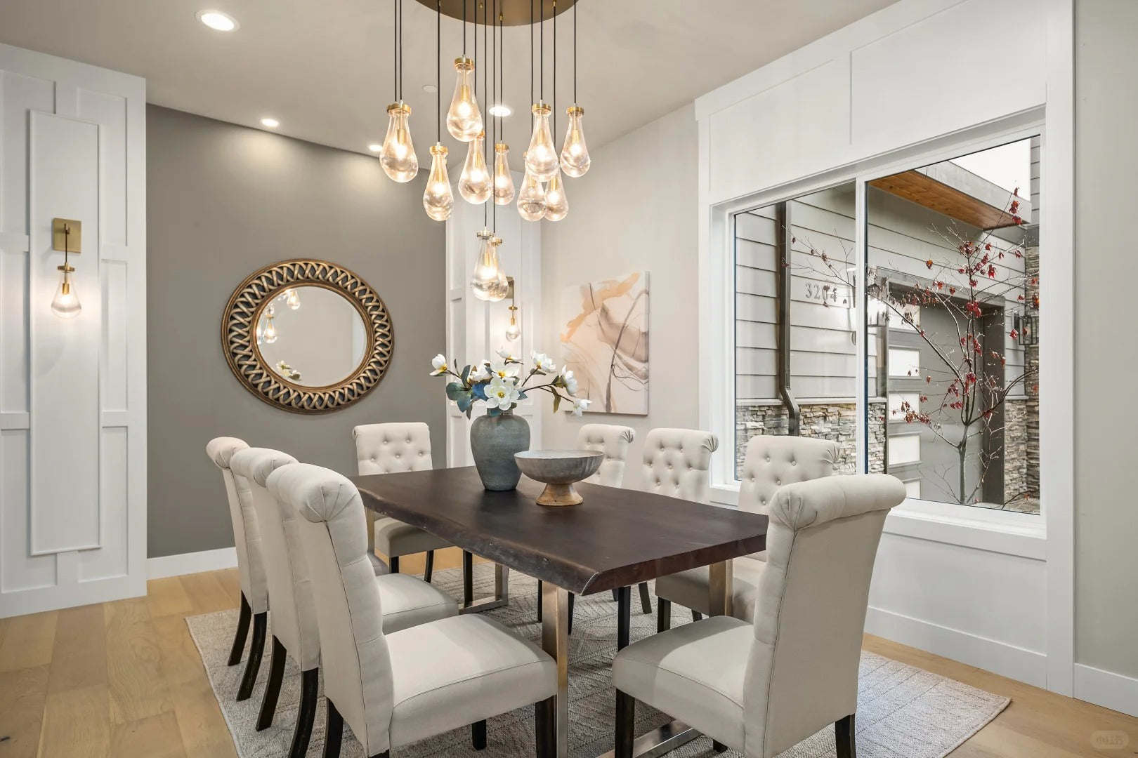 36 Inch Raindrop Glass Round Chandelier – Lachryma