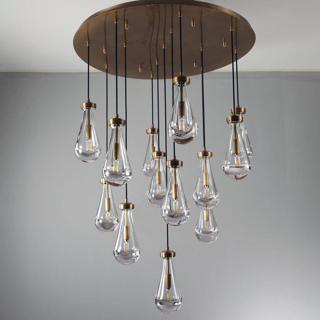 18 inch raindrop glass black gold modern dining room entry bathroom Chandelier