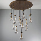 18 inch raindrop glass black gold modern dining room entry bathroom Chandelier