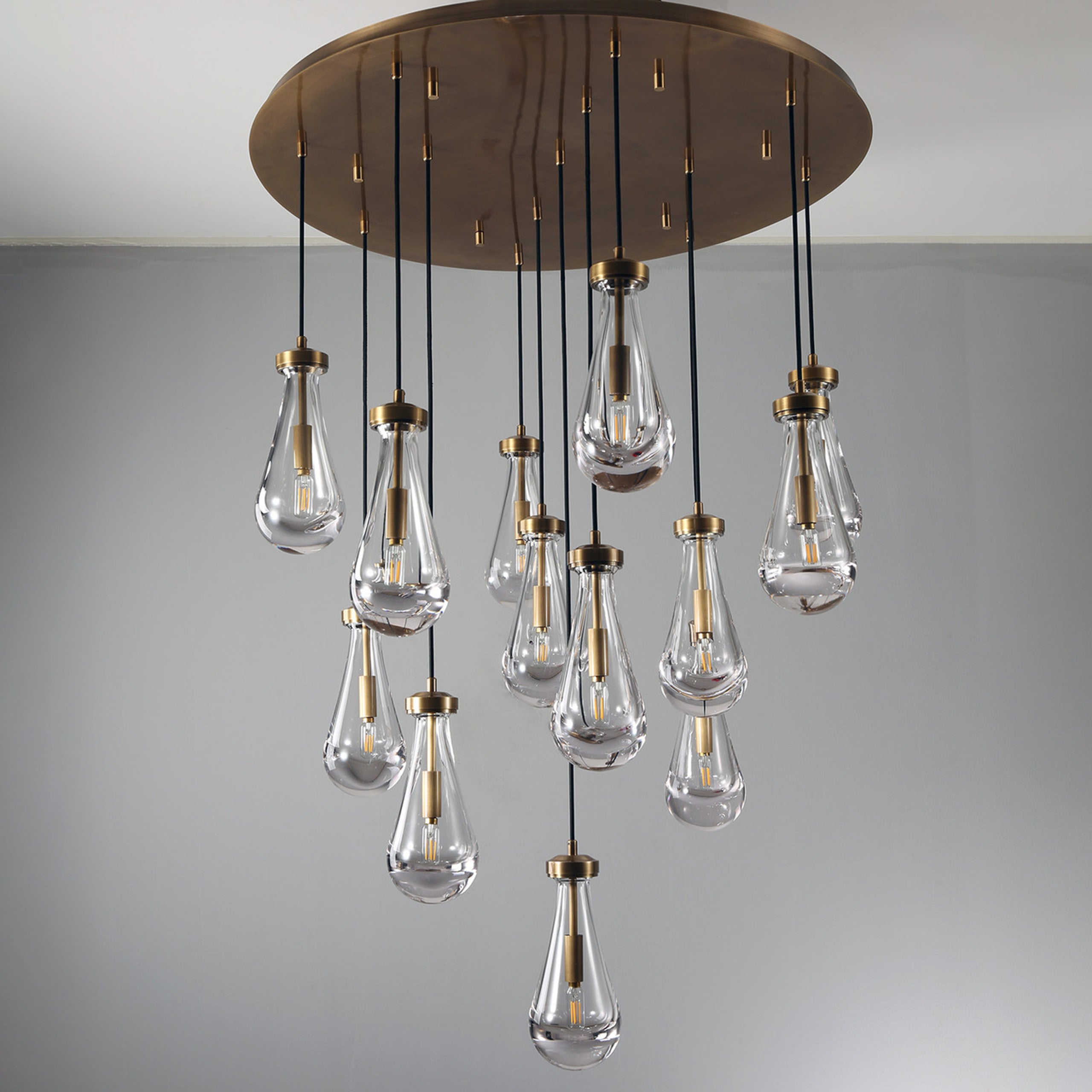 18 inch raindrop glass black gold modern dining room entry bathroom Chandelier