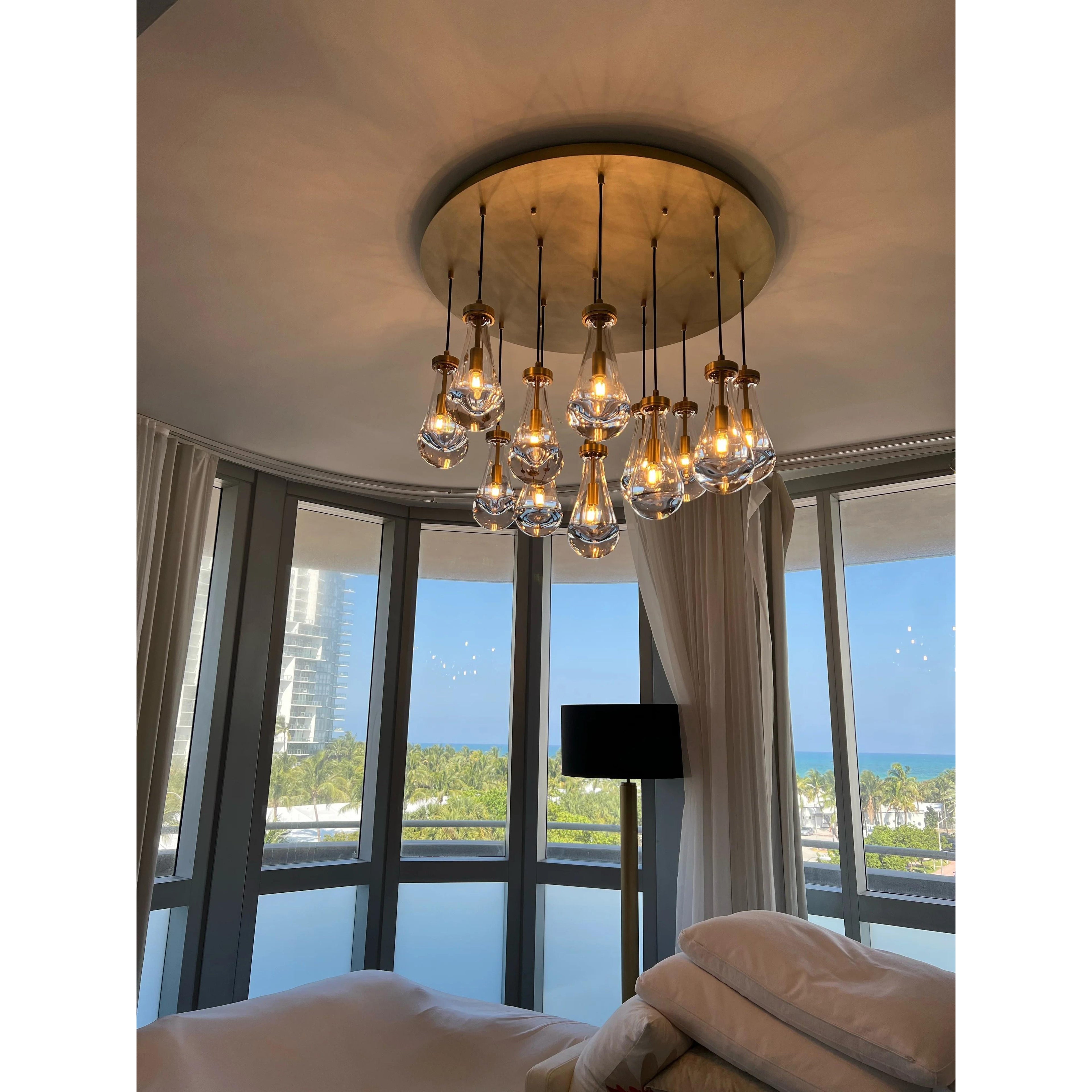 36 Inch Raindrop Glass Round Chandelier – Ava