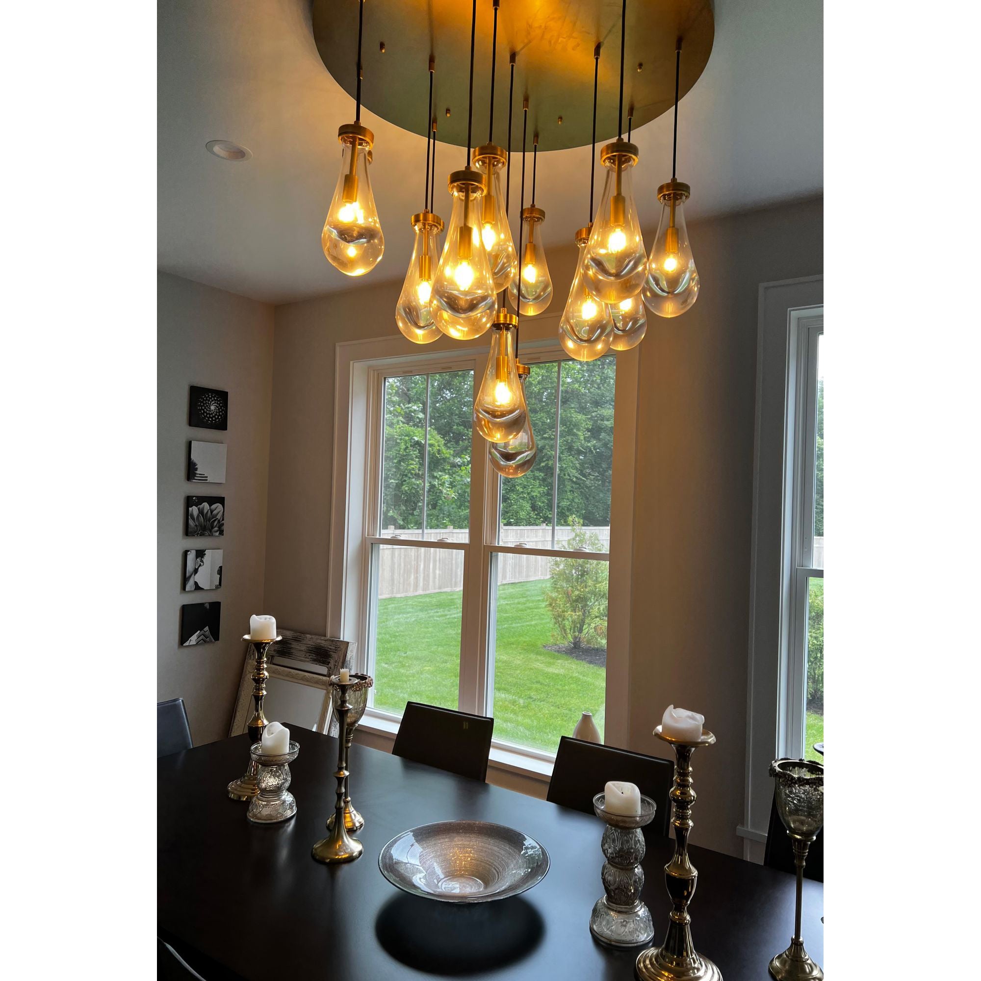36 Inch Raindrop Glass Round Chandelier – Ava