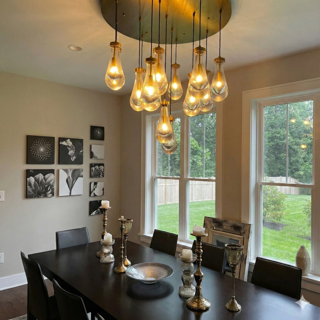 36 Inch Raindrop Glass Round Chandelier – Lachryma