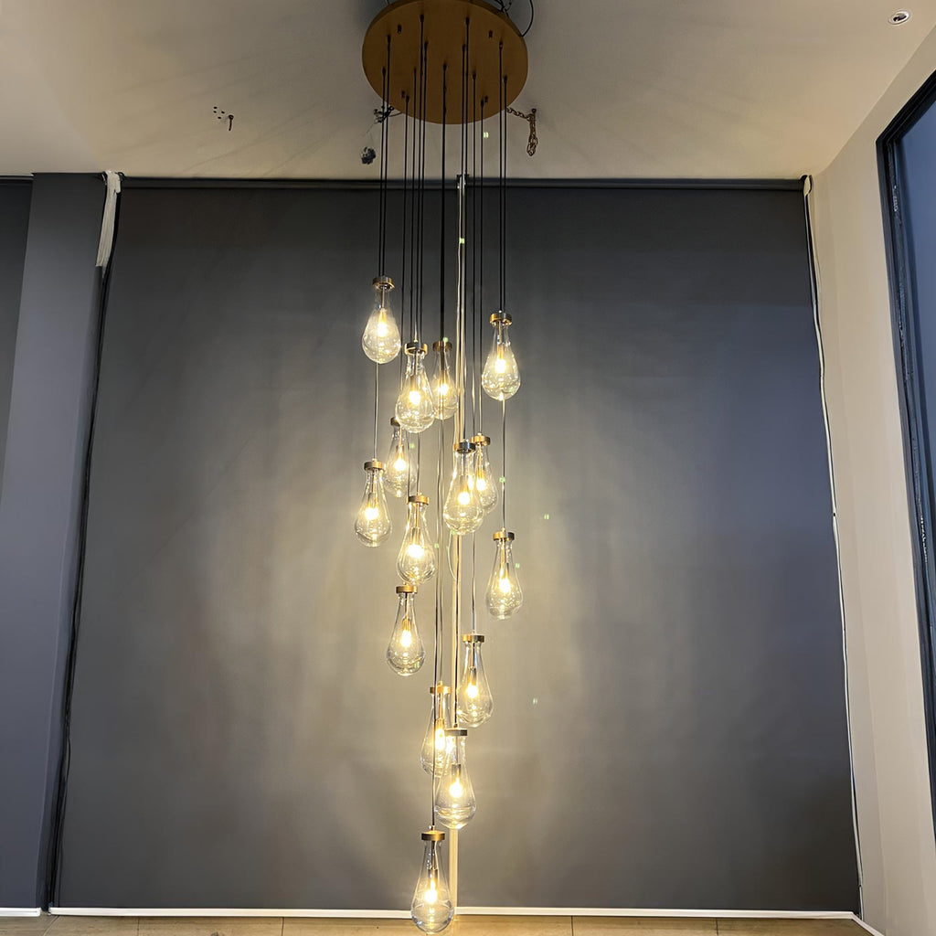 24 Inch Raindrop Glass Long Chandelier – Lachryma