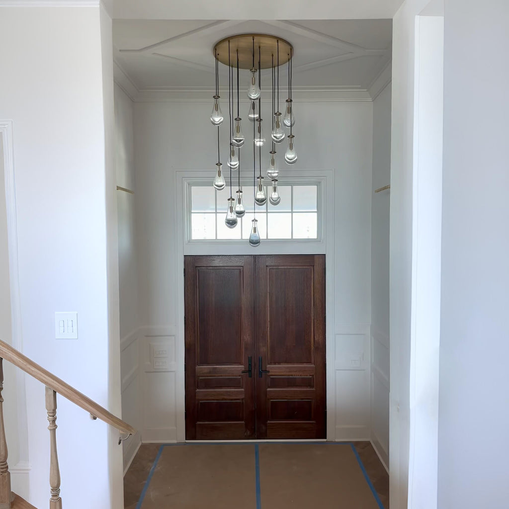 24 Inch Raindrop Glass Long Chandelier – Lachryma