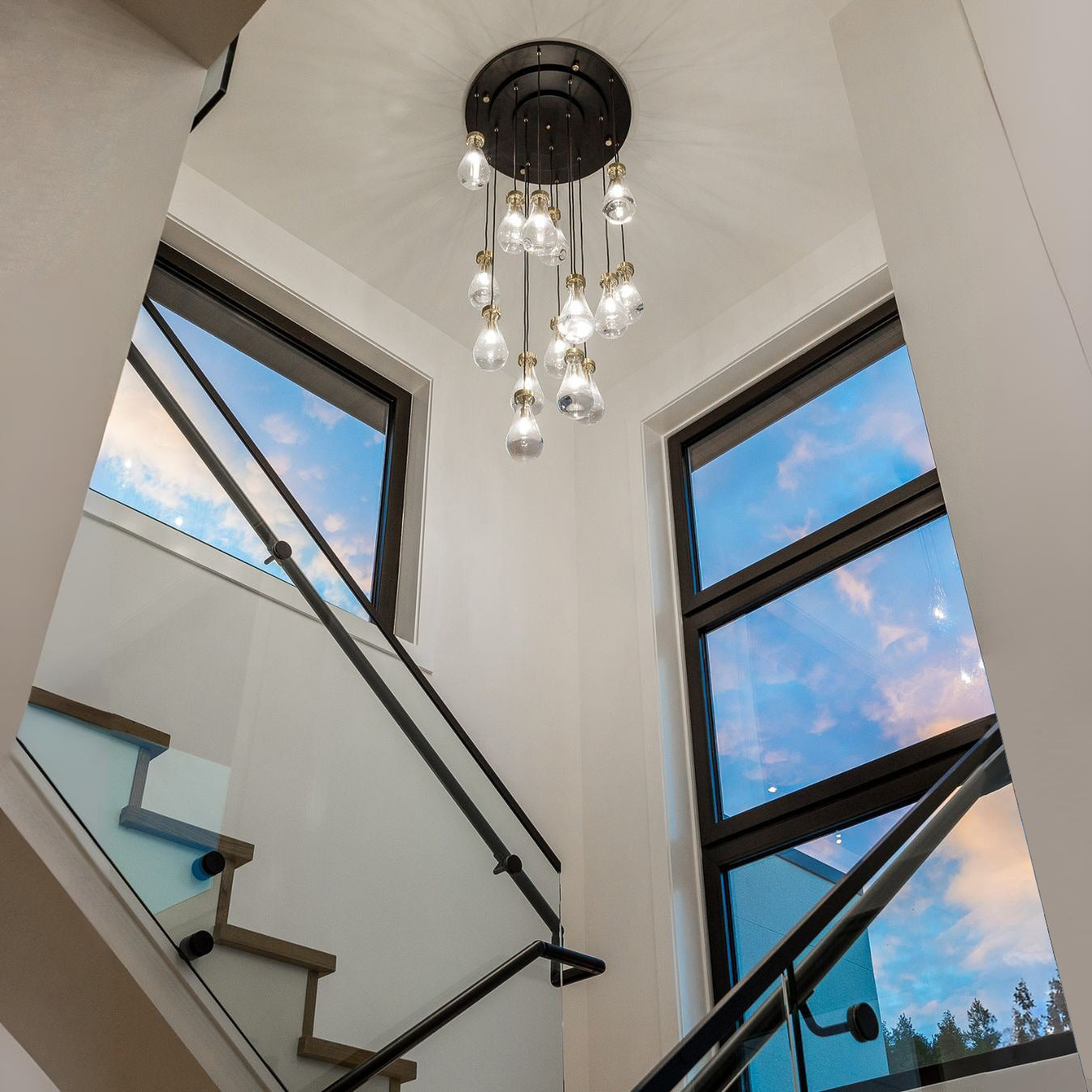 24 Inch Raindrop Glass Long Chandelier – Lachryma