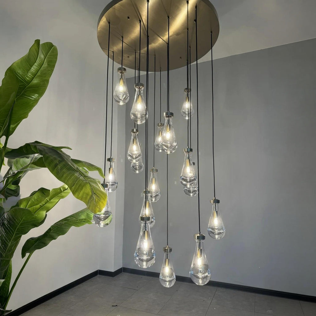 24 Inch Raindrop Glass Long Chandelier – Lachryma
