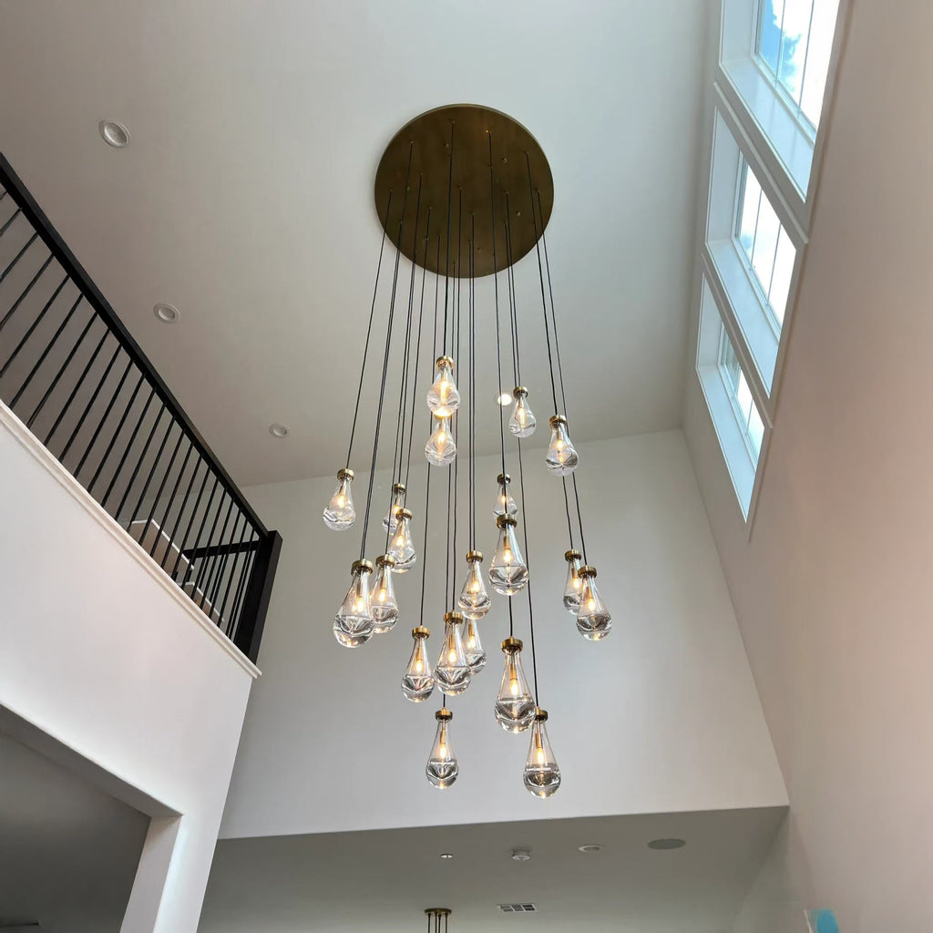 47 Inch Raindrop Glass Round Chandelier – Ava
