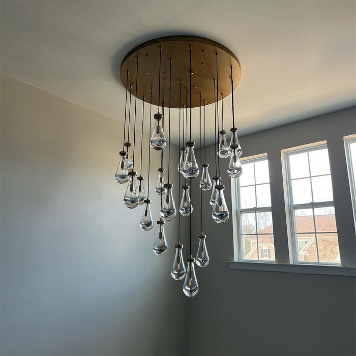 47 Inch Raindrop Glass Round Chandelier – Ava