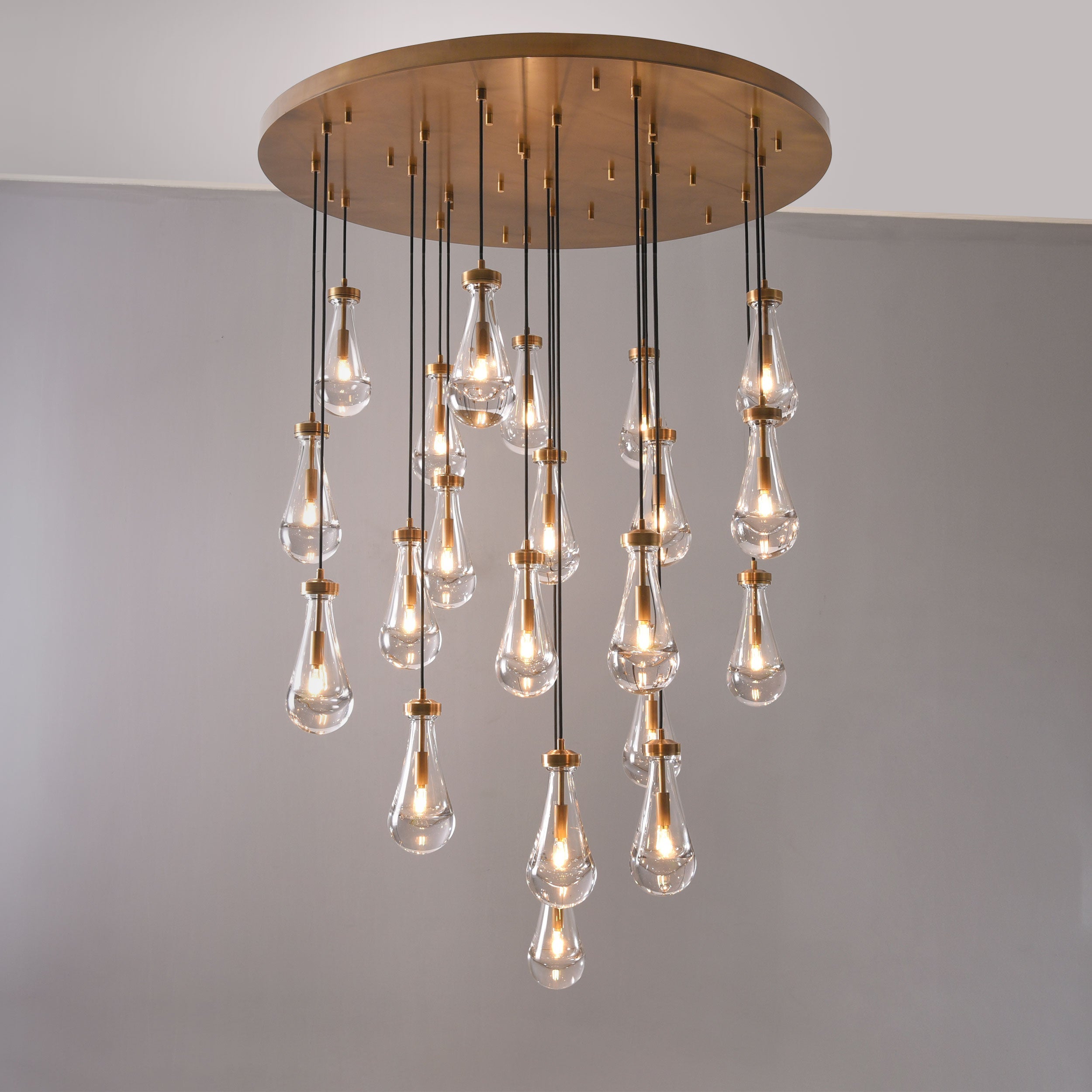47 Inch Raindrop Glass Round Chandelier – Ava