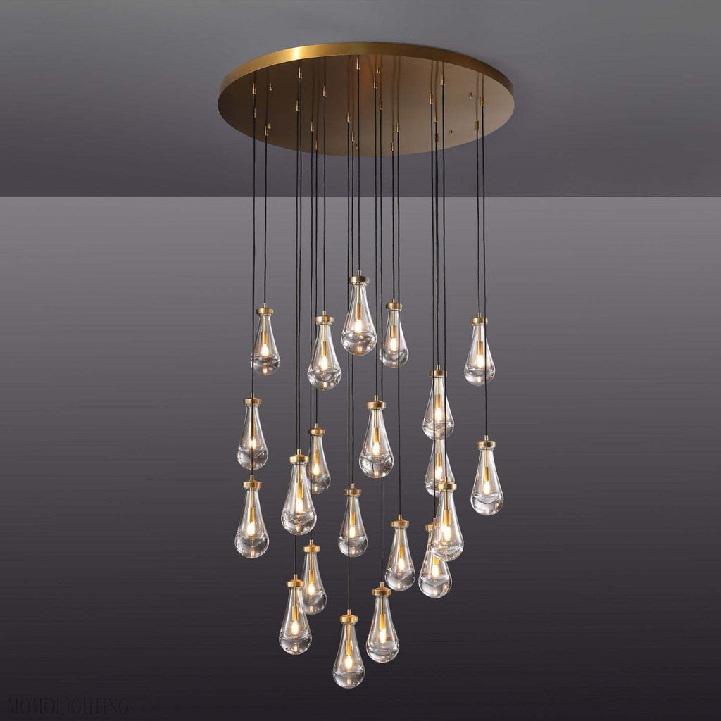47 Inch Raindrop Glass Round Chandelier – Ava
