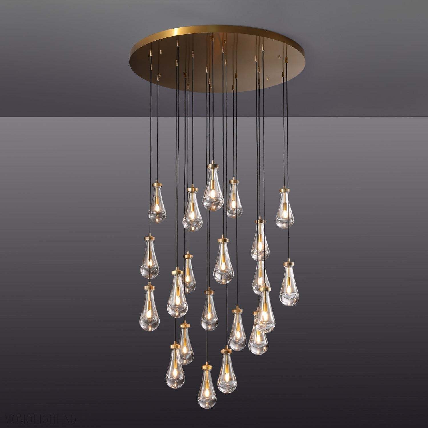 47 Inch Raindrop Glass Round Chandelier – Ava