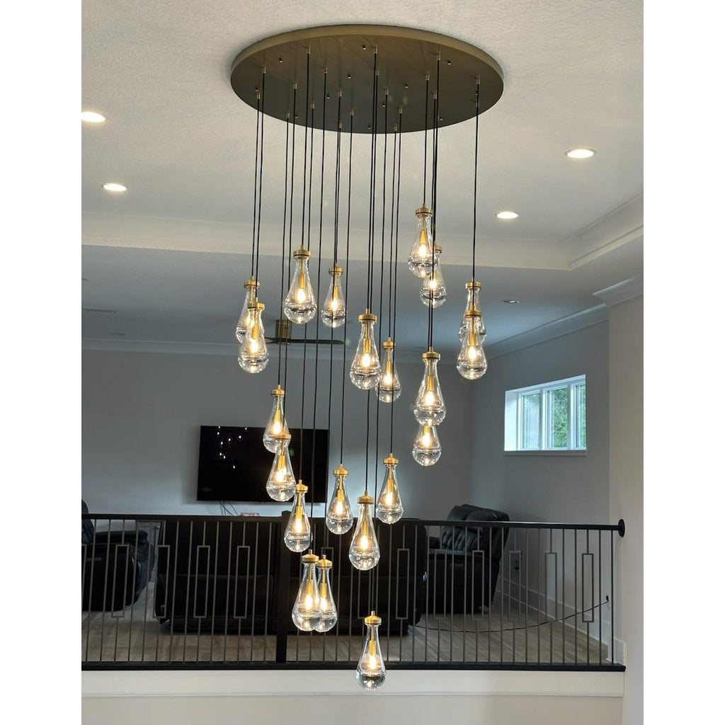 47 Inch Raindrop Glass Round Chandelier – Ava